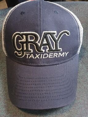 Men's Gray Taxidermy Navy and White Embroidered Trucker Cap